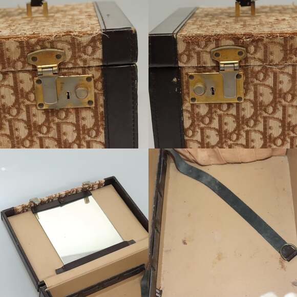 DIOR Trotter Canvas Vanity Case Hand Bag Brown - Picture 11 of 12